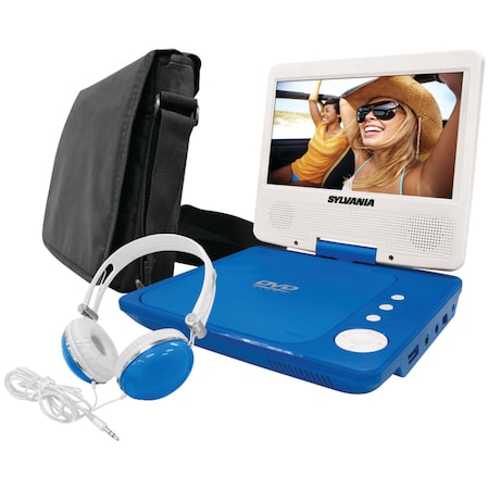 Sylvania Swivel-Screen 7" Portable DVD Player Bundle (Blue) SDVD7060-COMBO-BLUE